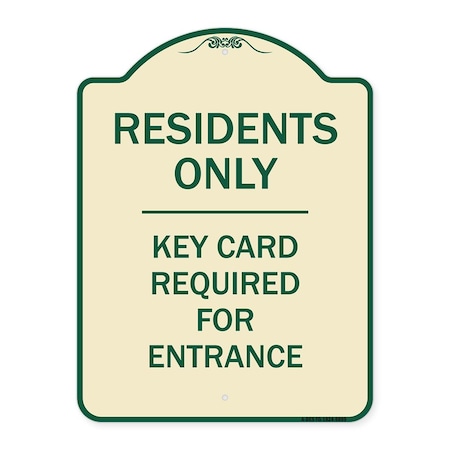 Signmission Designer Series-Residence-only-key Card Tan & Green Heavy-Gauge Aluminum, 24" x 18", TG-1824-9899 A-DES-TG-1824-9899
